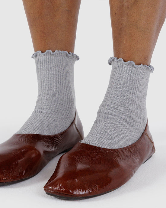 Ban Do Lettuce Edge Sock Set Of 2 - Heather Grey & Black