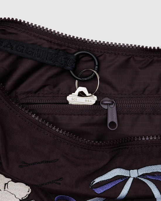 Ban Do Medium Nylon Crescent Bag W/ Key Leash - Embroidered Get Ready With Me