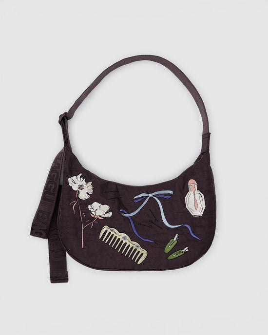 ban do Medium Nylon Crescent Bag w/ Key Leash - Embroidered Get Ready With Me