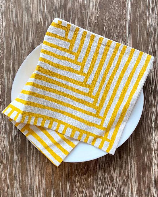 Ban Do Natural Cotton Cloth Napkins - Warm Painterly Stripes