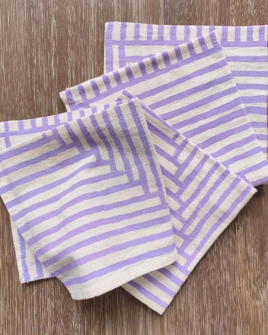 Ban Do Natural Cotton Cloth Napkins - Warm Painterly Stripes