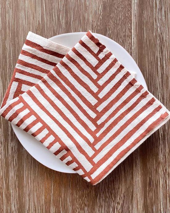 Ban Do Natural Cotton Cloth Napkins - Warm Painterly Stripes