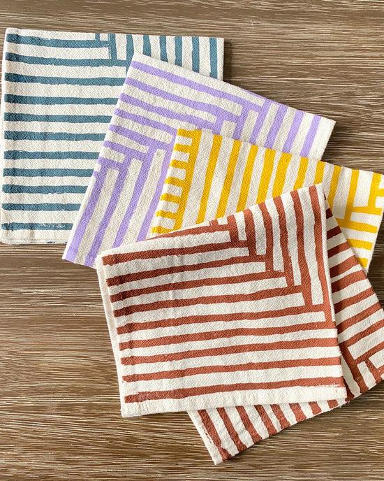 ban do Natural Cotton Cloth Napkins - Warm Painterly Stripes