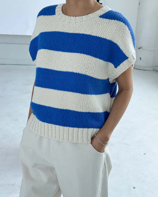 Ban Do Pierre Cotton Sweater Top - French Blue Stripe