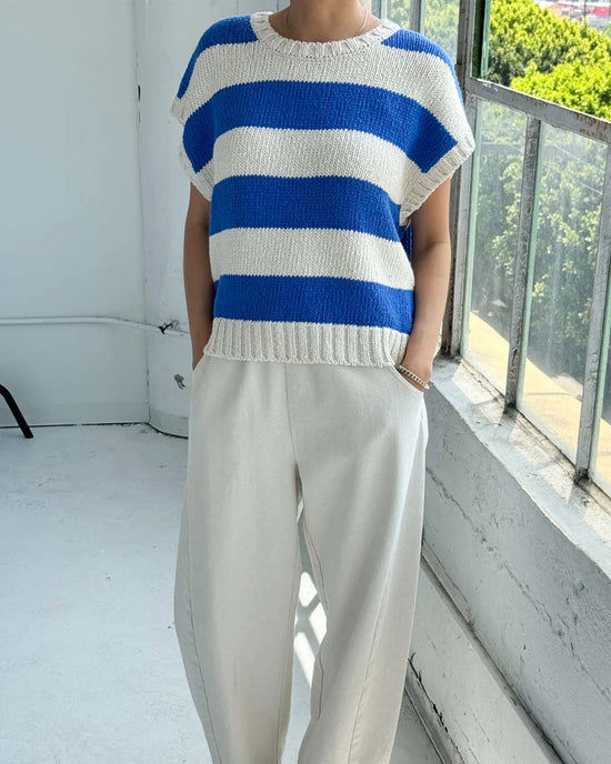 ban do Pierre Cotton Sweater Top - French Blue Stripe
