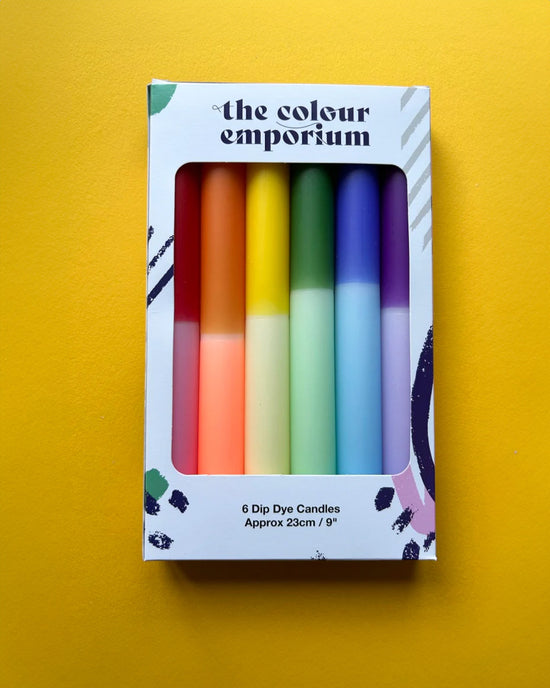 Ban Do Rainbow Block Dip Dye Dinner Candles - Set Of 6