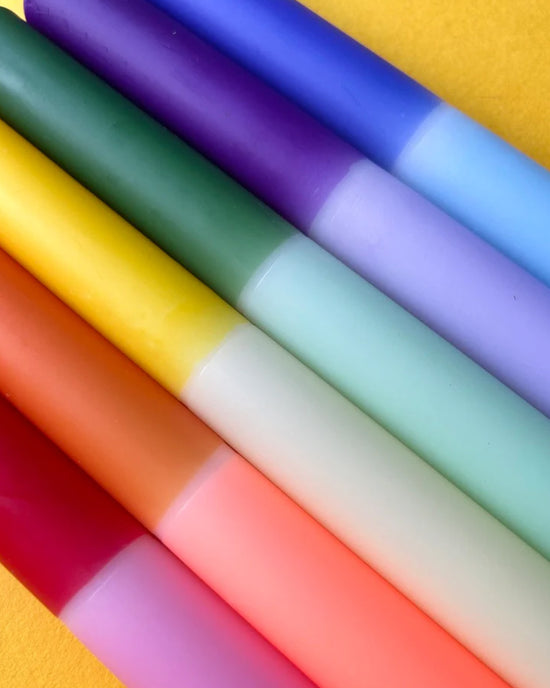 Ban Do Rainbow Block Dip Dye Dinner Candles - Set Of 6