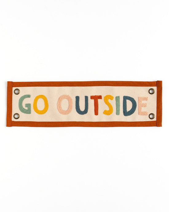 Ban Do Rainbow Go Outside Embroidered Canvas Banner