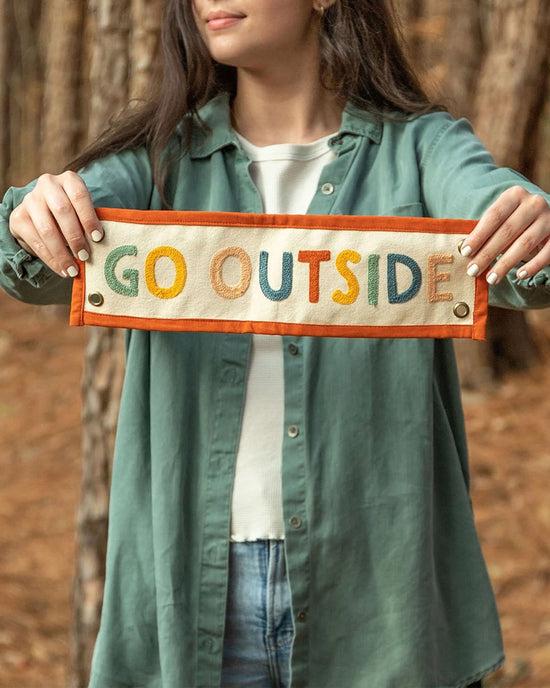 ban do Rainbow Go Outside Embroidered Canvas Banner