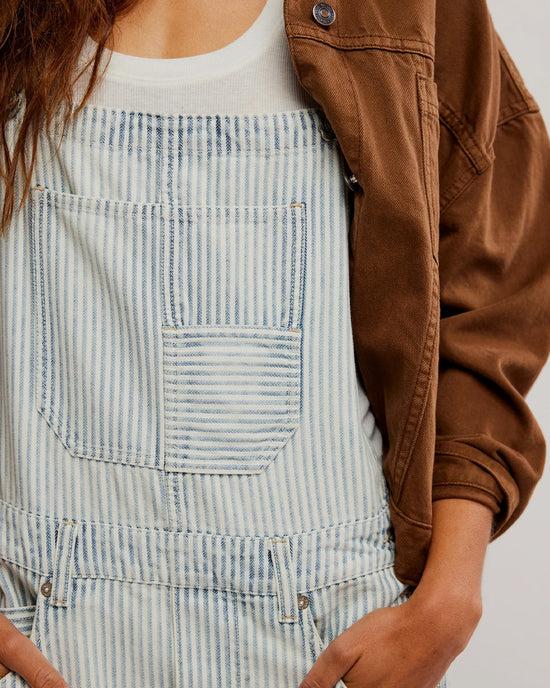 Ban Do We The Free Good Luck Stripe Overalls - Indigo Railroad