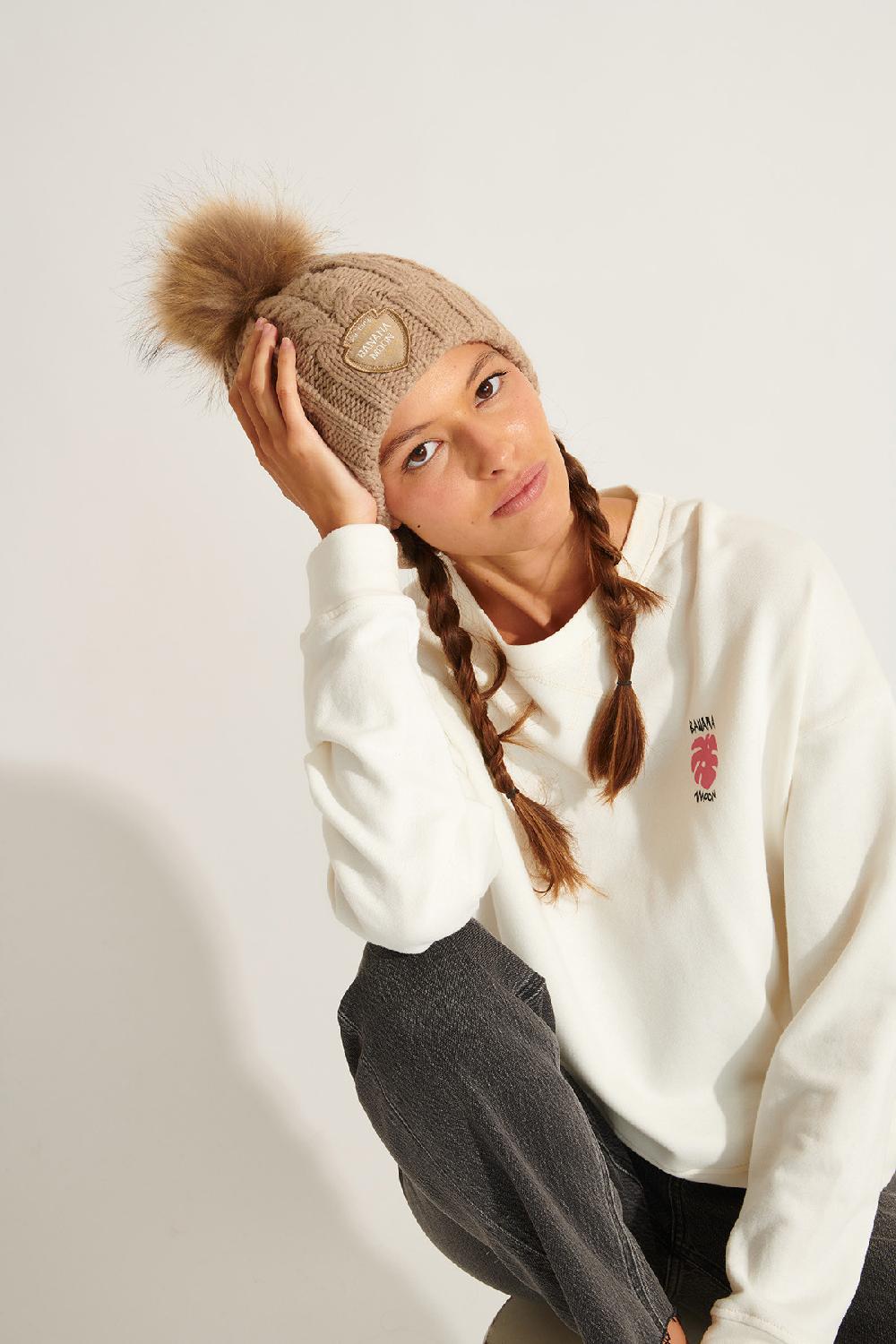 Banana Moon Beanie Beige DOTTO LEMONWOOD