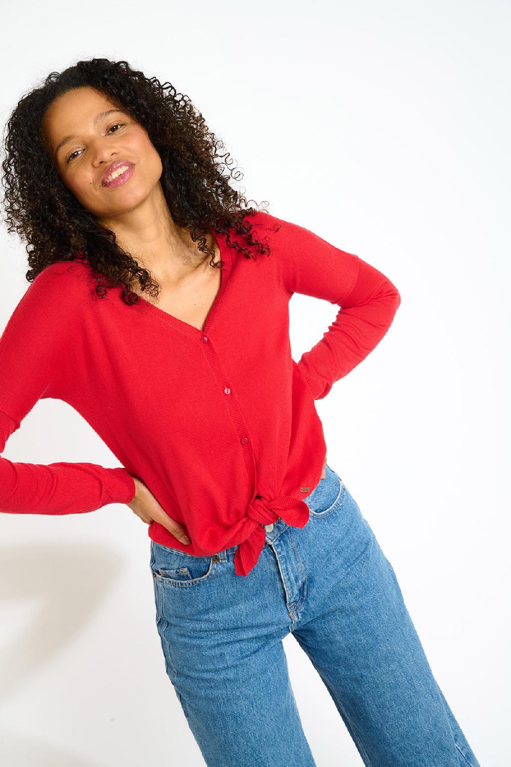 Banana Moon Cardigan Red LOUIE WICKLOW