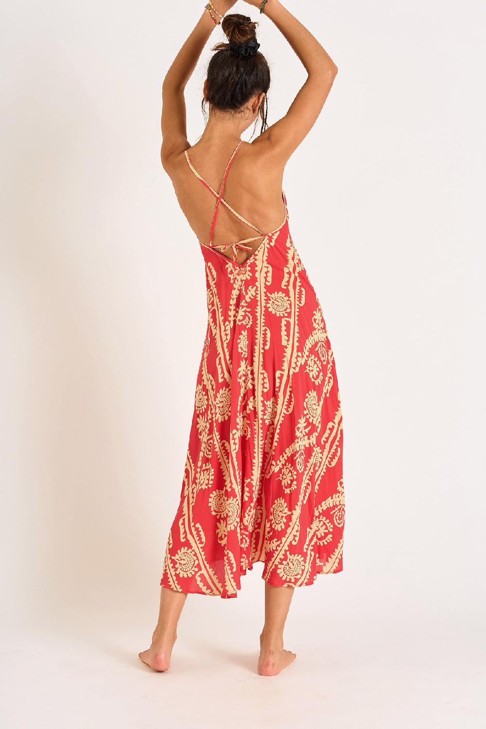 Banana Moon Dress Red OLIANA SARONG