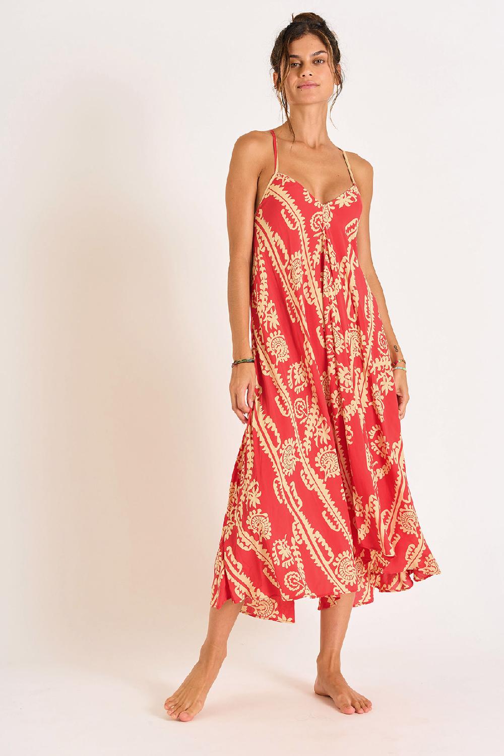 Banana Moon Dress Red OLIANA SARONG