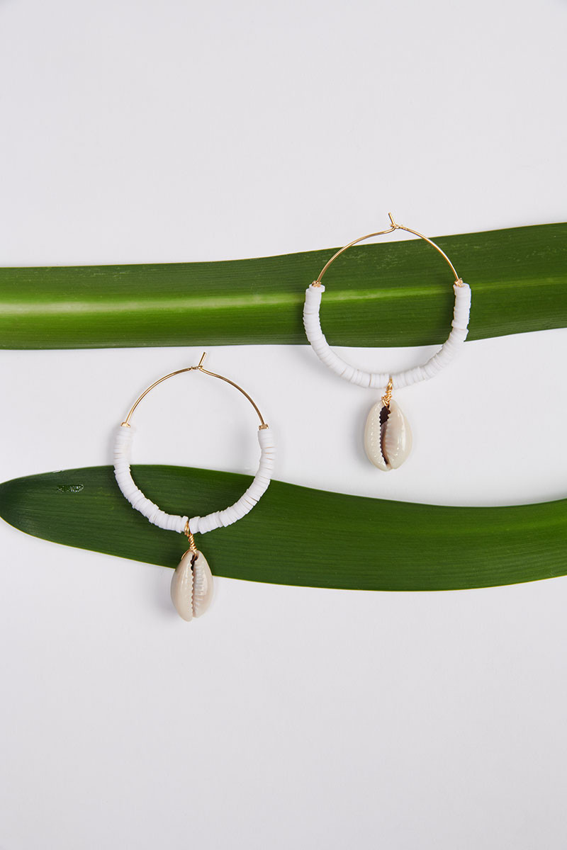 Banana Moon Earrings White WAIMEA SALTI CALI
