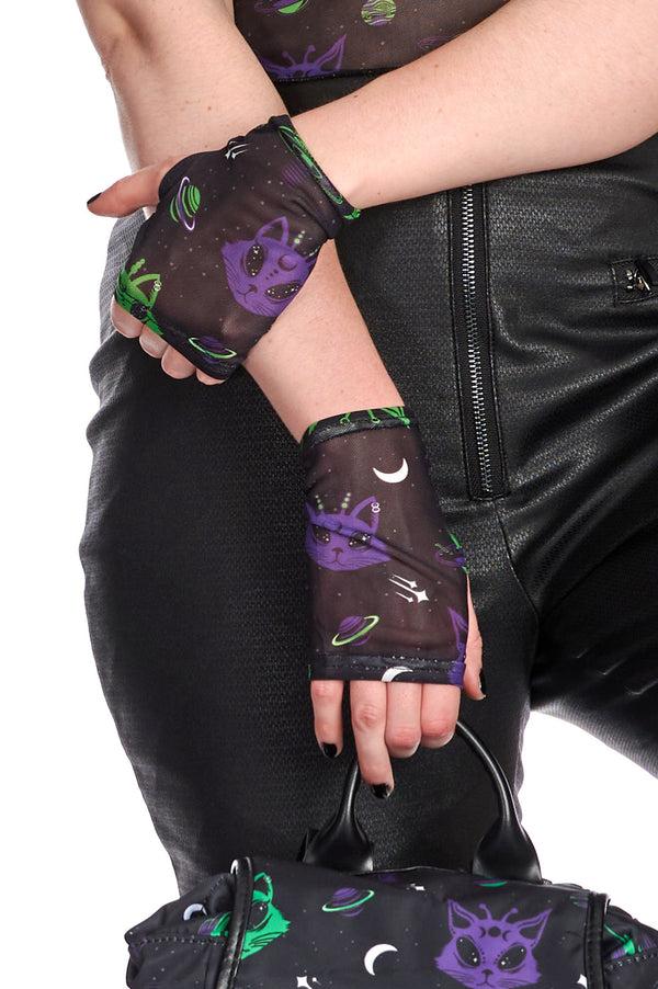 banned alternative Banned Alternative ALIEN SPACE CAT FINGERLESS SHORT GLOVE