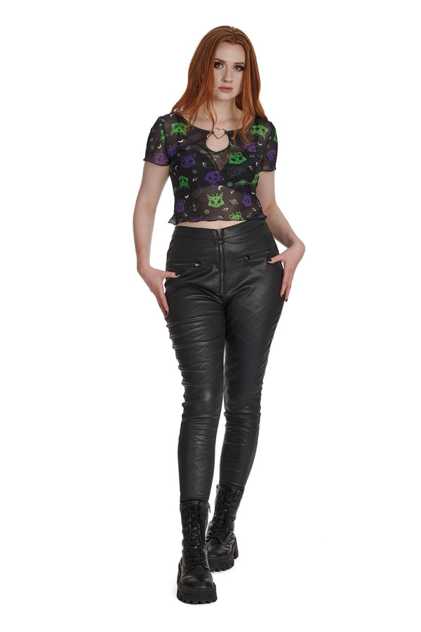 Banned Alternative Banned Alternative ALIEN SPACE CAT MESH CUT-OUT TOP