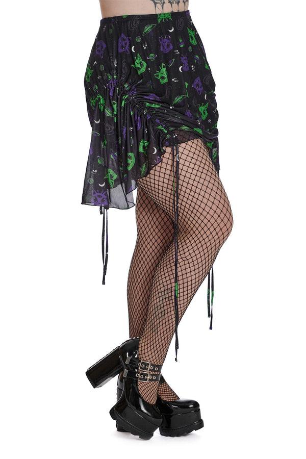 Banned Alternative Banned Alternative ALIEN SPACE CAT MESH MINI SKIRT