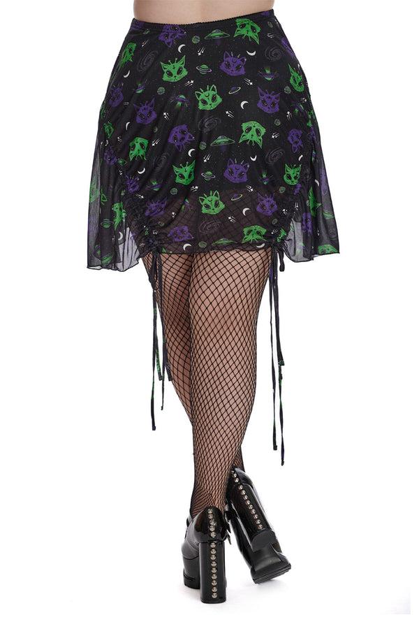 Banned Alternative Banned Alternative ALIEN SPACE CAT MESH MINI SKIRT