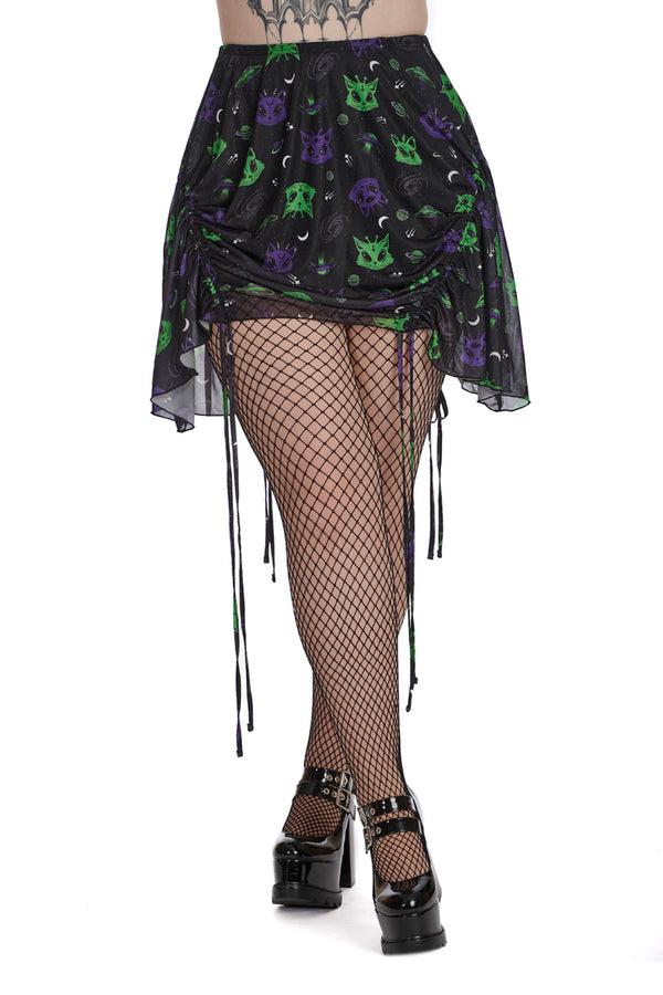 banned alternative Banned Alternative ALIEN SPACE CAT MESH MINI SKIRT