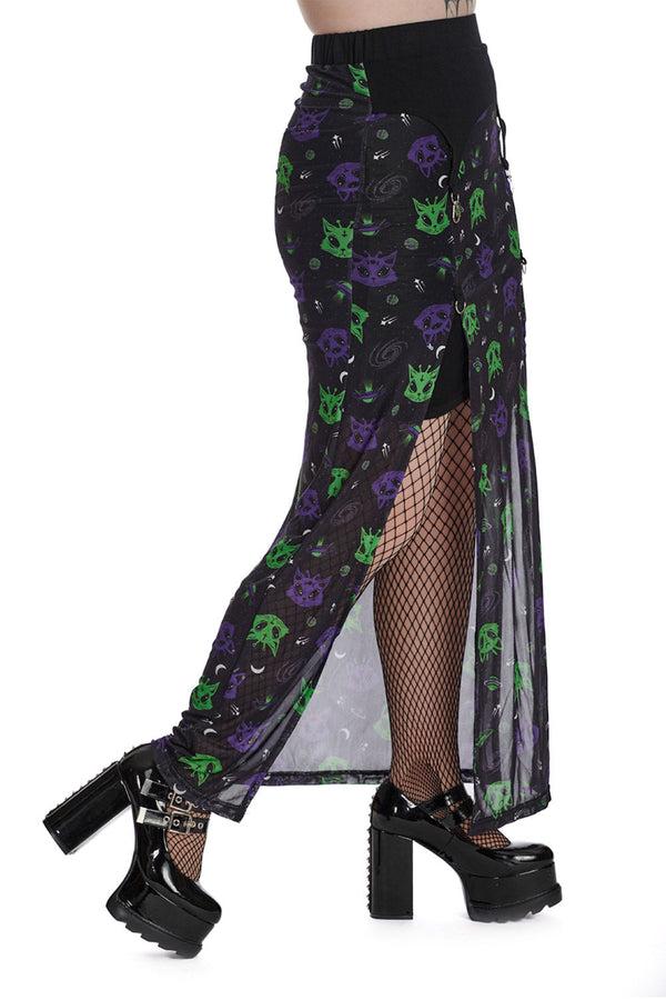 Banned Alternative Banned Alternative ALIEN SPACE CAT MESH SLIT SKIRT