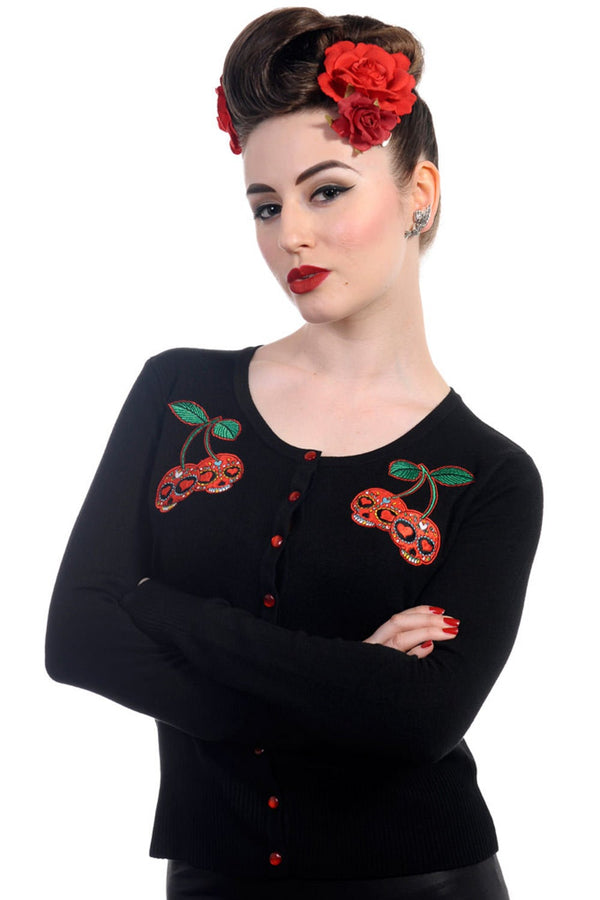 banned alternative Banned Alternative Black Cherry Skulls Rockabilly Cardigan
