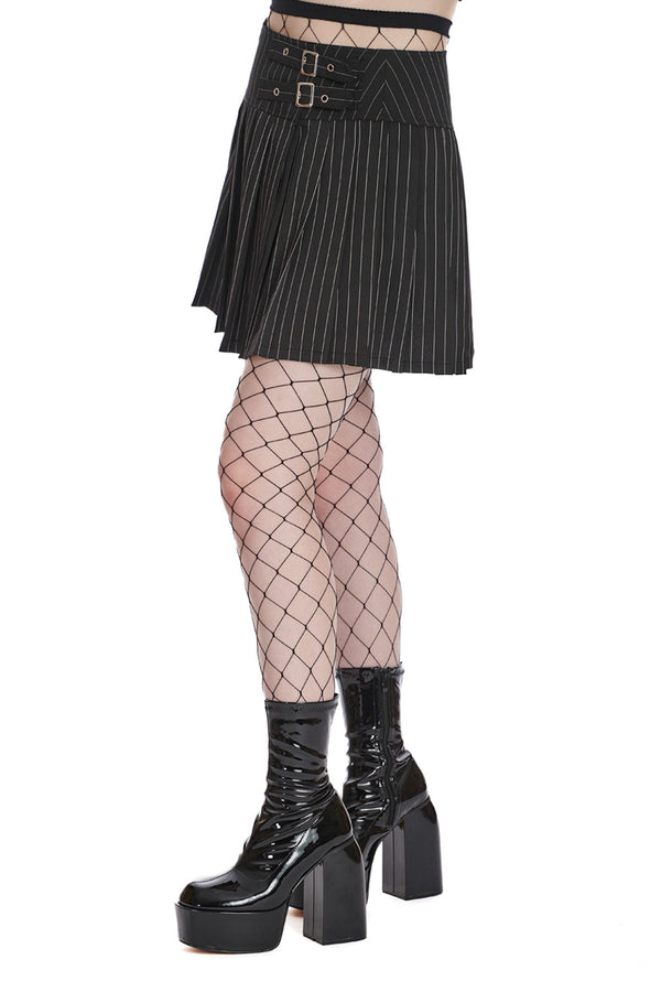 Banned Alternative Banned Alternative BLACK CORE PINSTRIPE SKATER SKIRT