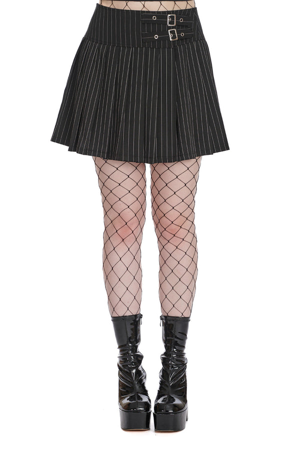 banned alternative Banned Alternative BLACK CORE PINSTRIPE SKATER SKIRT