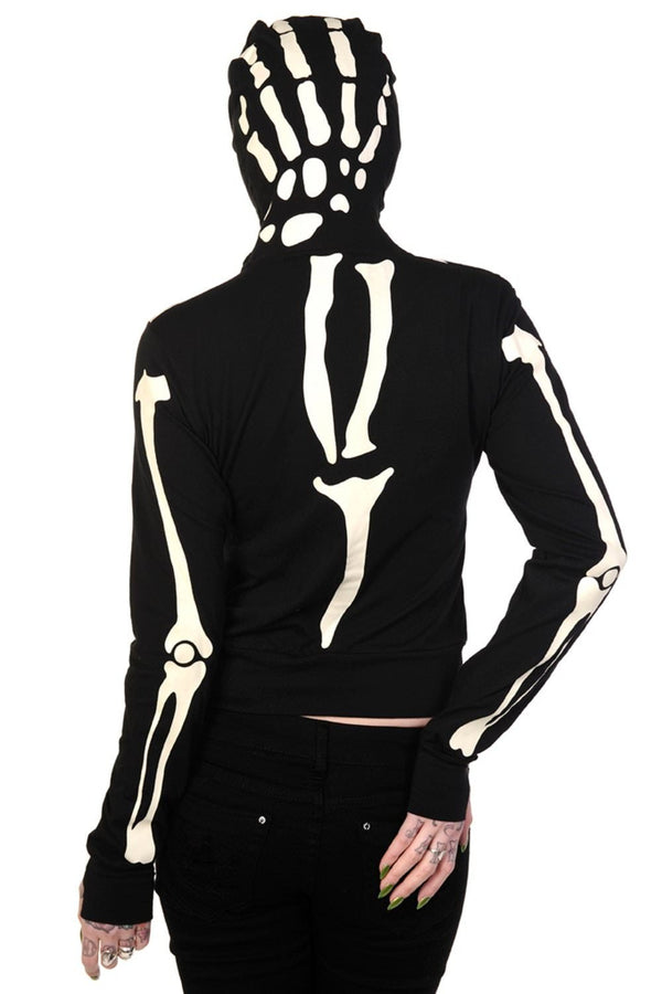Banned Alternative Banned Alternative Black Skeleton Hand Hoodie - Glow In The Dark