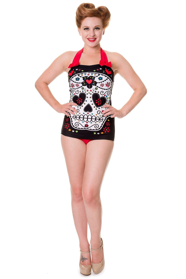 banned alternative Banned Alternative Black Sugar Skull Swimsuit