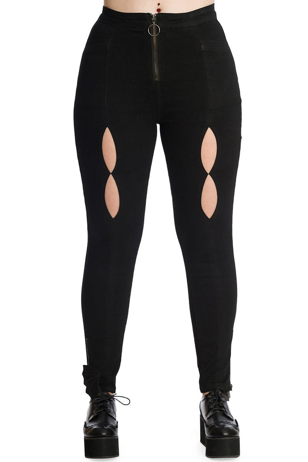 banned alternative Banned Alternative Burton Harlequin Cut-Out Trousers