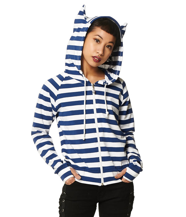 Banned Alternative Banned Alternative Cat Ears Striped Hoodie