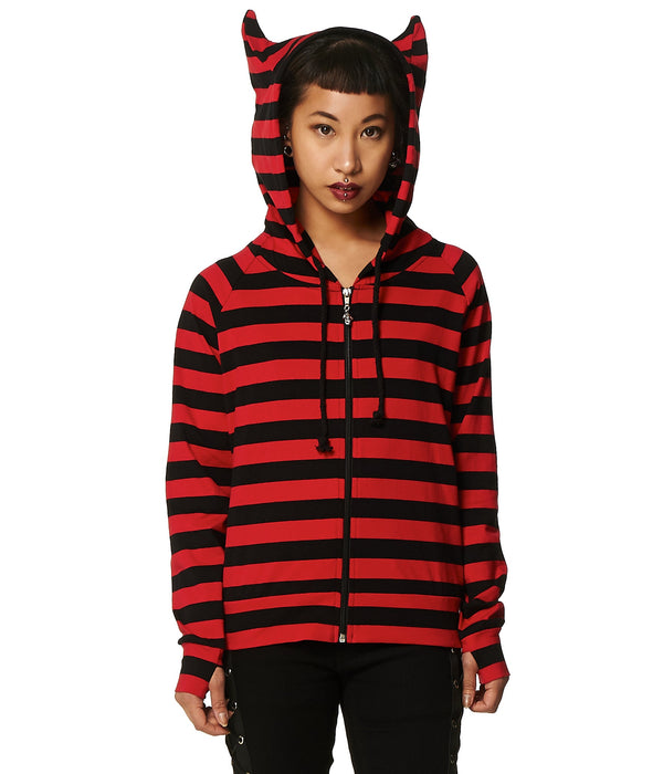 Banned Alternative Banned Alternative Cat Ears Striped Hoodie
