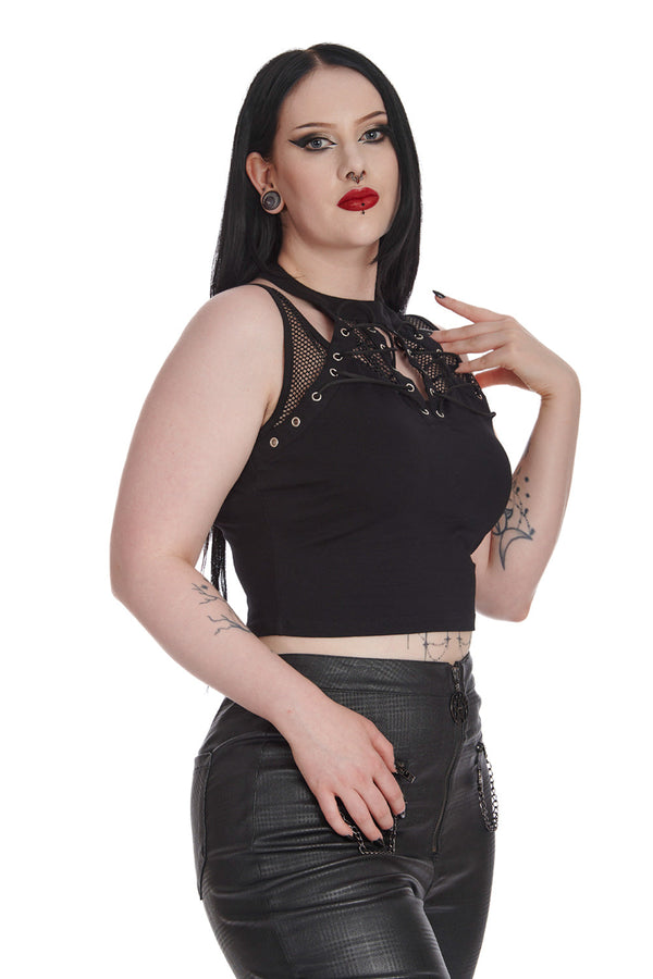 Banned Alternative Banned Alternative CHALICE MESH AND LACED TOP