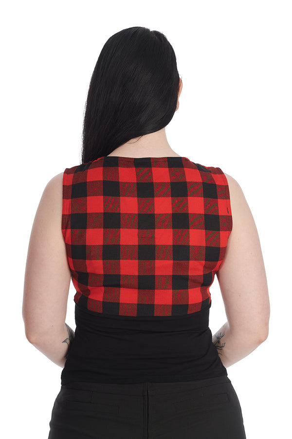 Banned Alternative Banned Alternative CHECK & CHERRY SKULL TOP