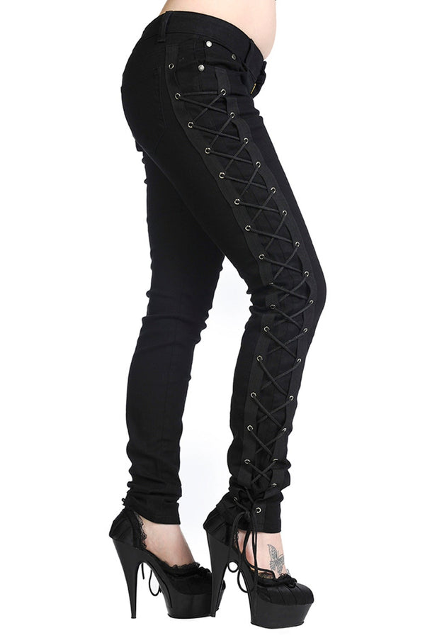 banned alternative Banned Alternative Corset Lace Black Skinny Jeans