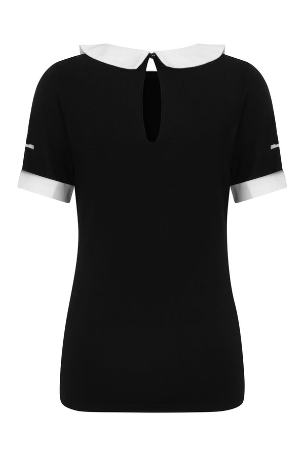 Banned Alternative Banned Alternative Crossing Over Black And White Collar Crucifix Top