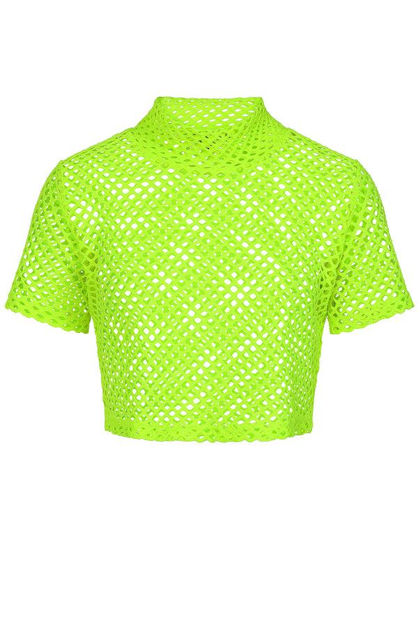 Banned Alternative Banned Alternative Diya Fishnet Crop Top With Short Sleeves