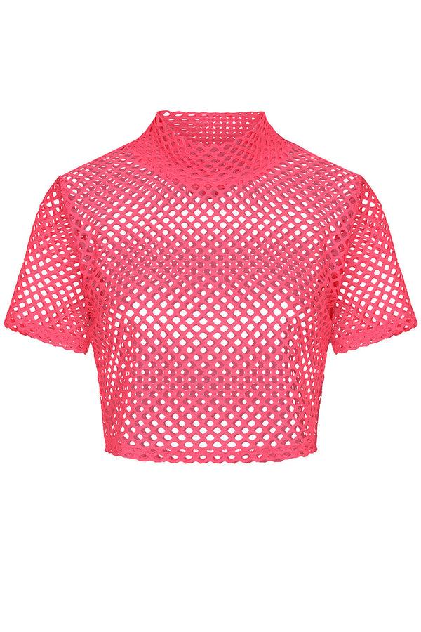 banned alternative Banned Alternative Diya fishnet crop top with short sleeves