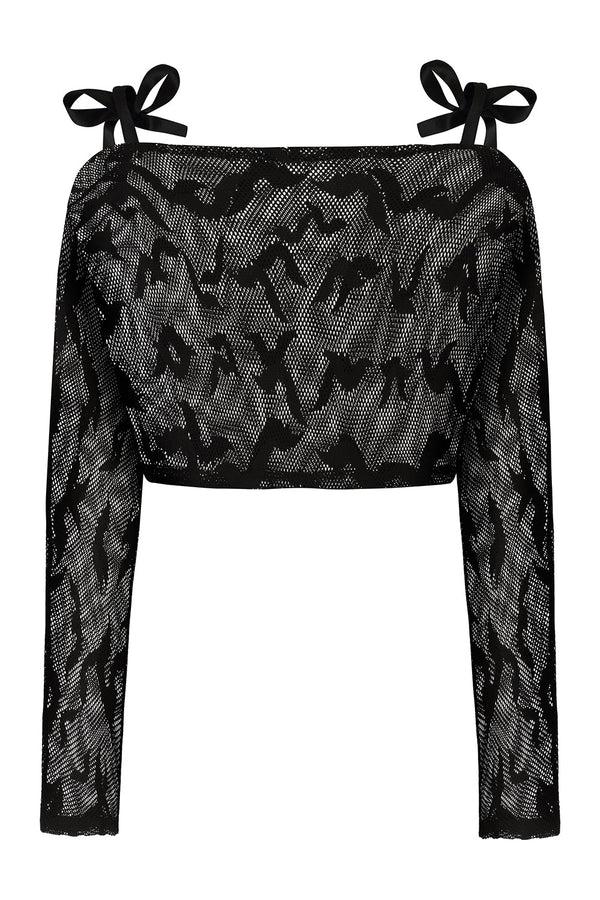 Banned Alternative Banned Alternative Elvira Top In Custom Made Bat Fishnet