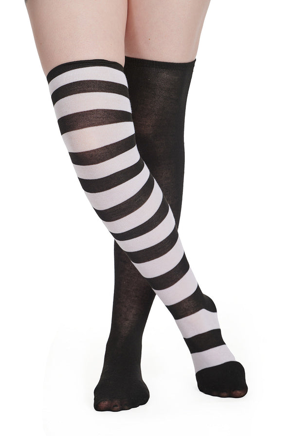 Banned Alternative Banned Alternative FRANCES HALF AND HALF OVER THE KNEE SOCKS