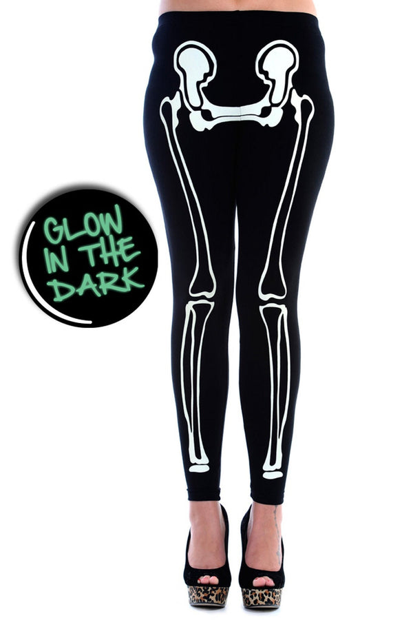 banned alternative Banned Alternative Glow In The Dark Skeleton Leggings