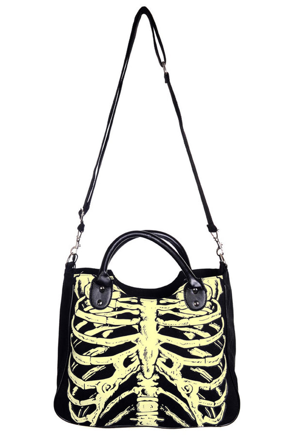 banned alternative Banned Alternative Glow In The Dark Skeleton Shoulder Bag