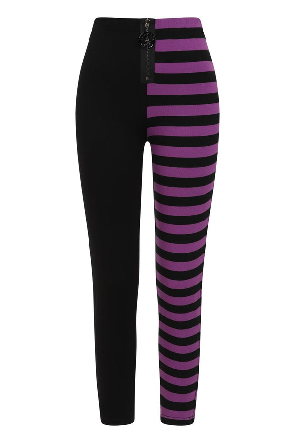 Banned Alternative Banned Alternative Half And Half Black Striped Leggings