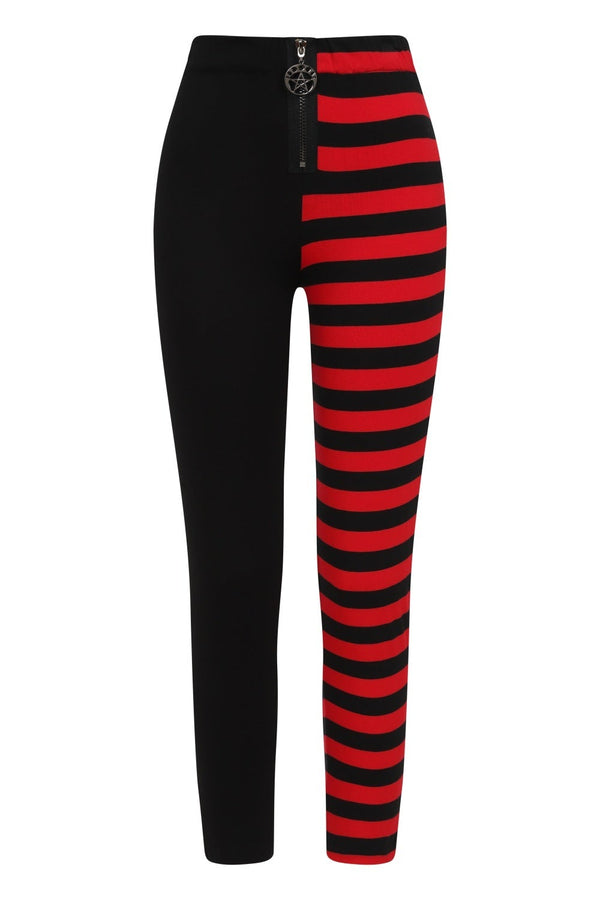 Banned Alternative Banned Alternative Half And Half Black Striped Leggings