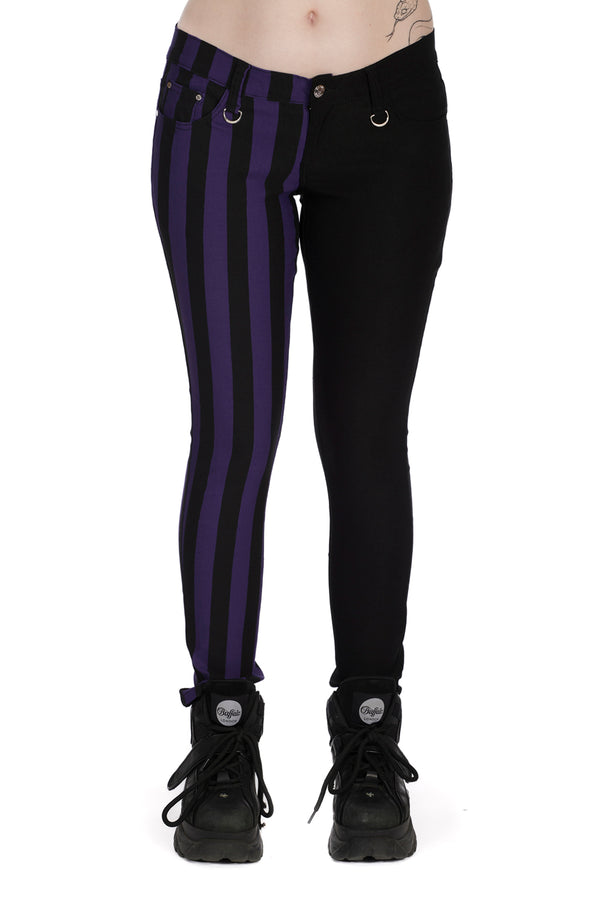 Banned Alternative Banned Alternative Half Black Half Striped Trousers