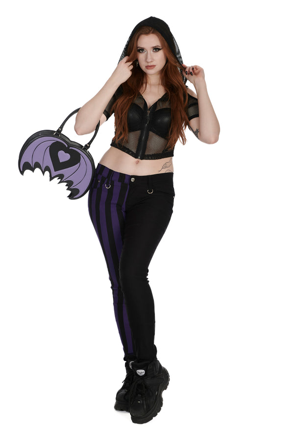 Banned Alternative Banned Alternative Half Black Half Striped Trousers