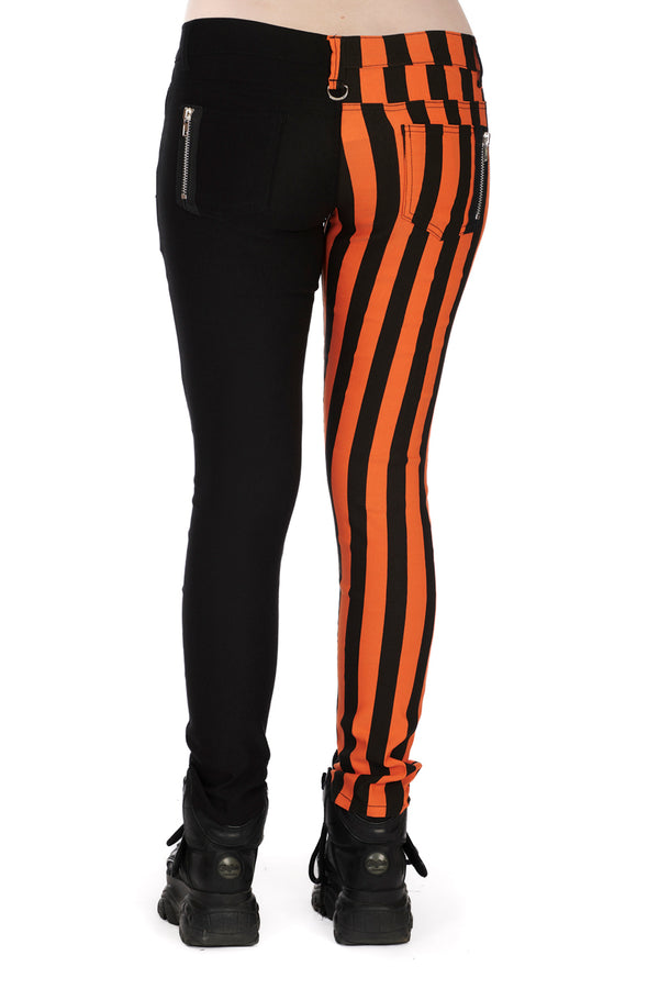 Banned Alternative Banned Alternative Half Black Half Striped Trousers