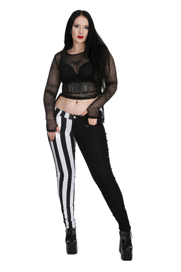 Banned Alternative Banned Alternative Half Black Half Striped Trousers