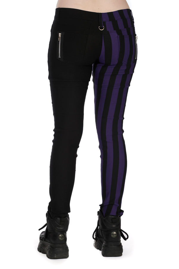 banned alternative Banned Alternative Half Black Half Striped Trousers